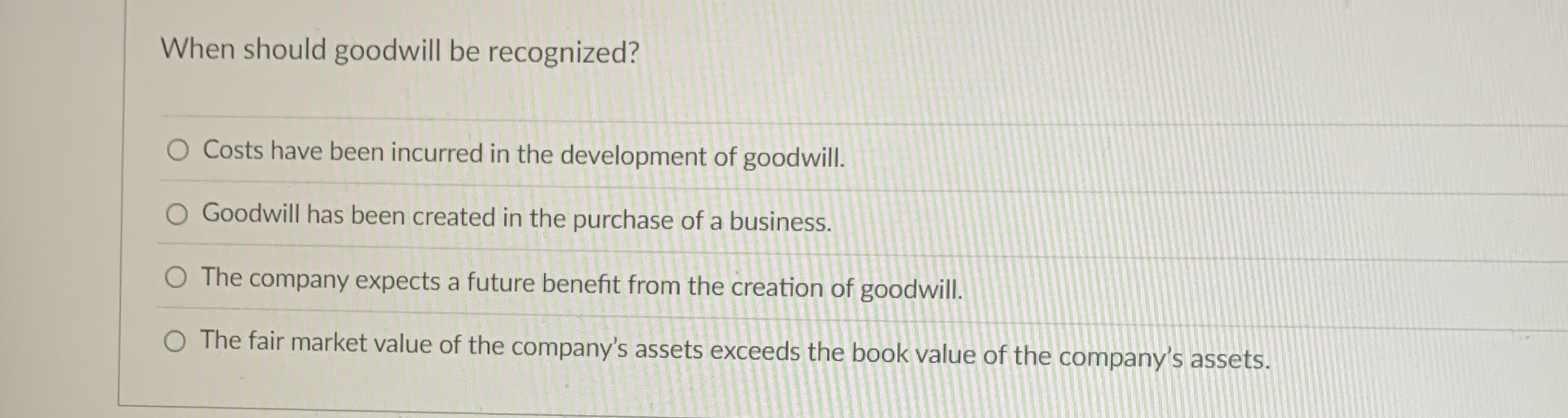 When should goodwill be recognized? Costs have