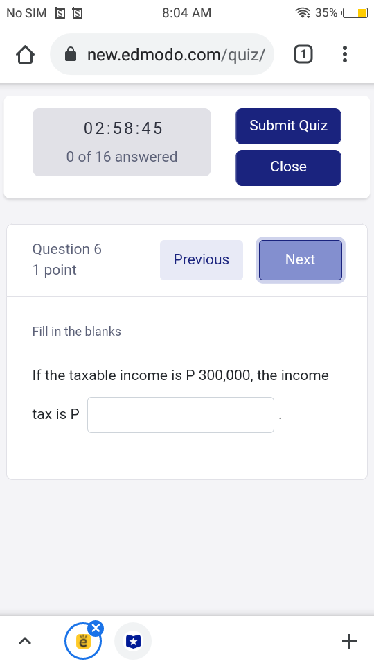 PLEASE ANSWER No SIM S 8:03 AM 35% [ 02:59:46
