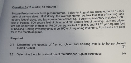 Question 3 ( 1 0 marks; 1 8 minutes ) Picture