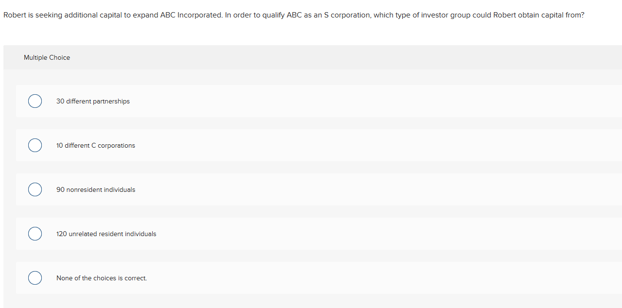 Robert is seeking additional capital to expand \