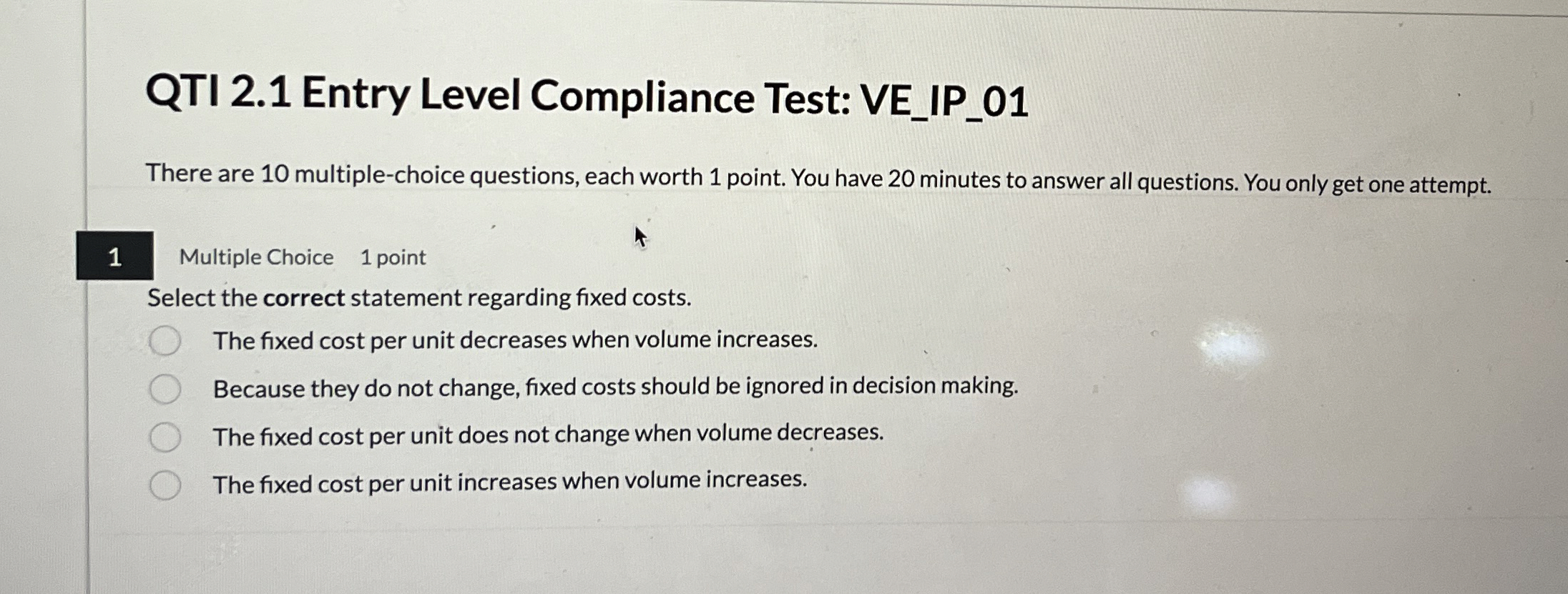 QTI 2 . 1 Entry Level Compliance Test: VE _ IP _