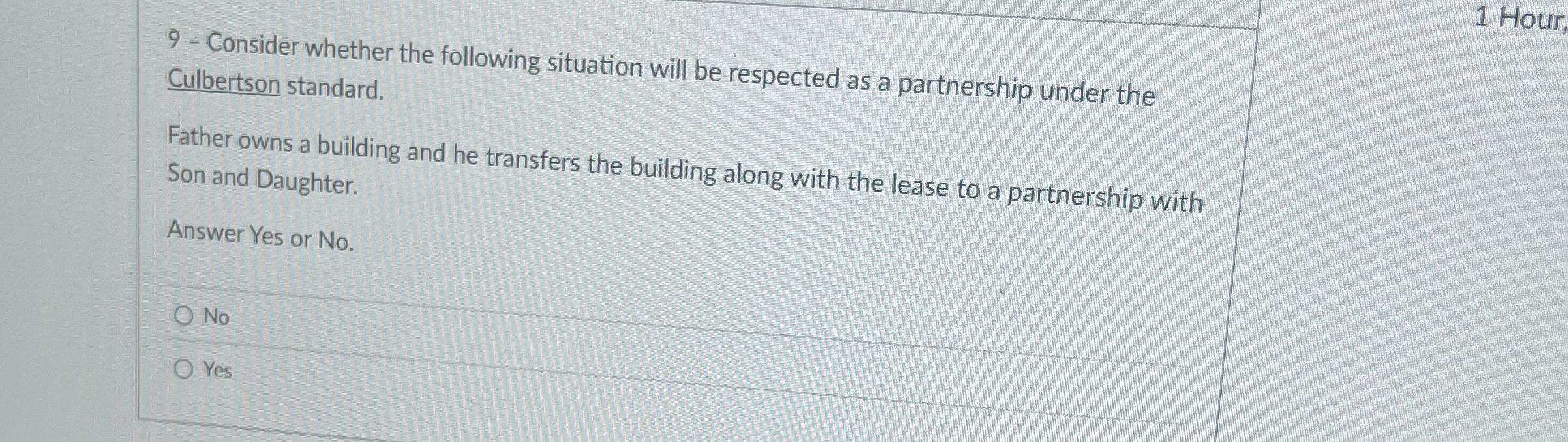 9 - Consider whether the following situation will