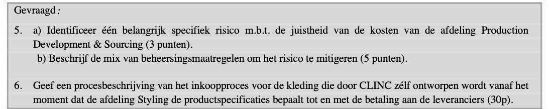 Gevraagd : 5. a) Identificeer een belangrijk