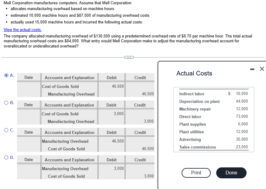 Mell Corporation manufactures computers. Assume