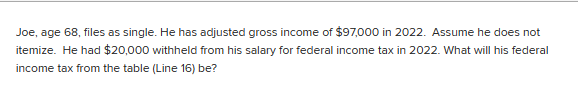2 Joe, age 68, files as single. He has adjusted