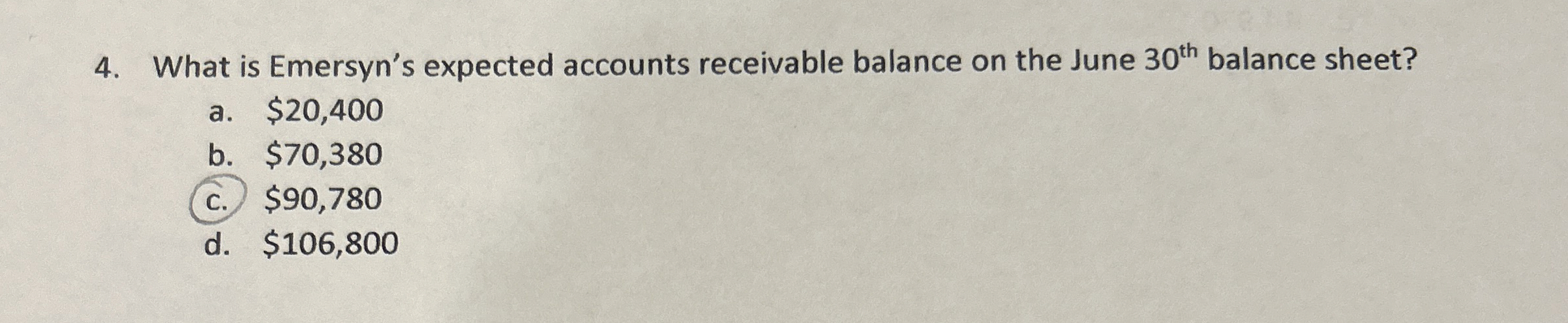 What is Emersyn's expected accounts receivable
