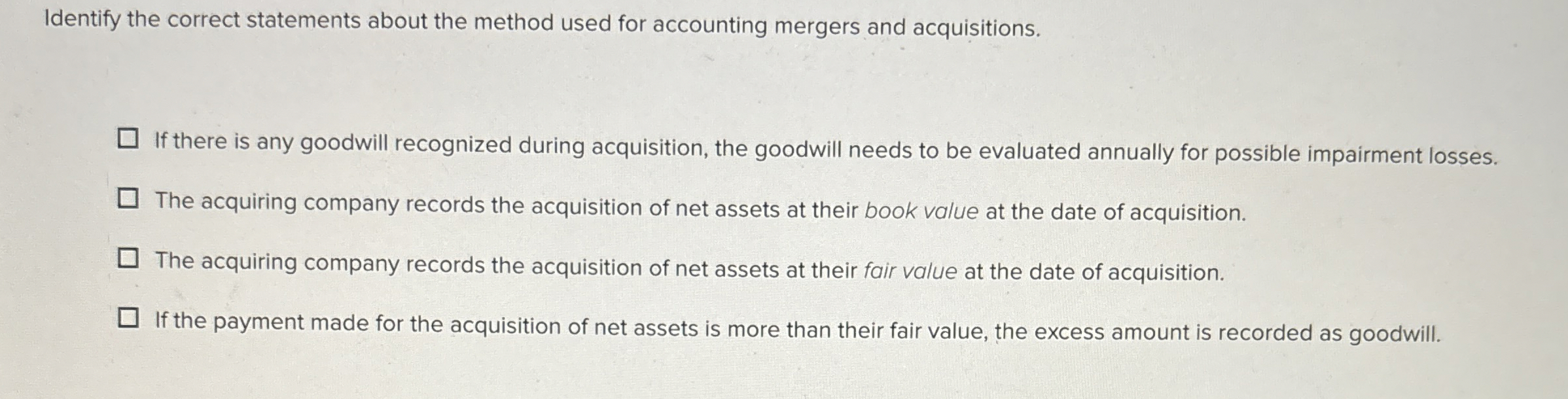 Identify the correct statements about the method