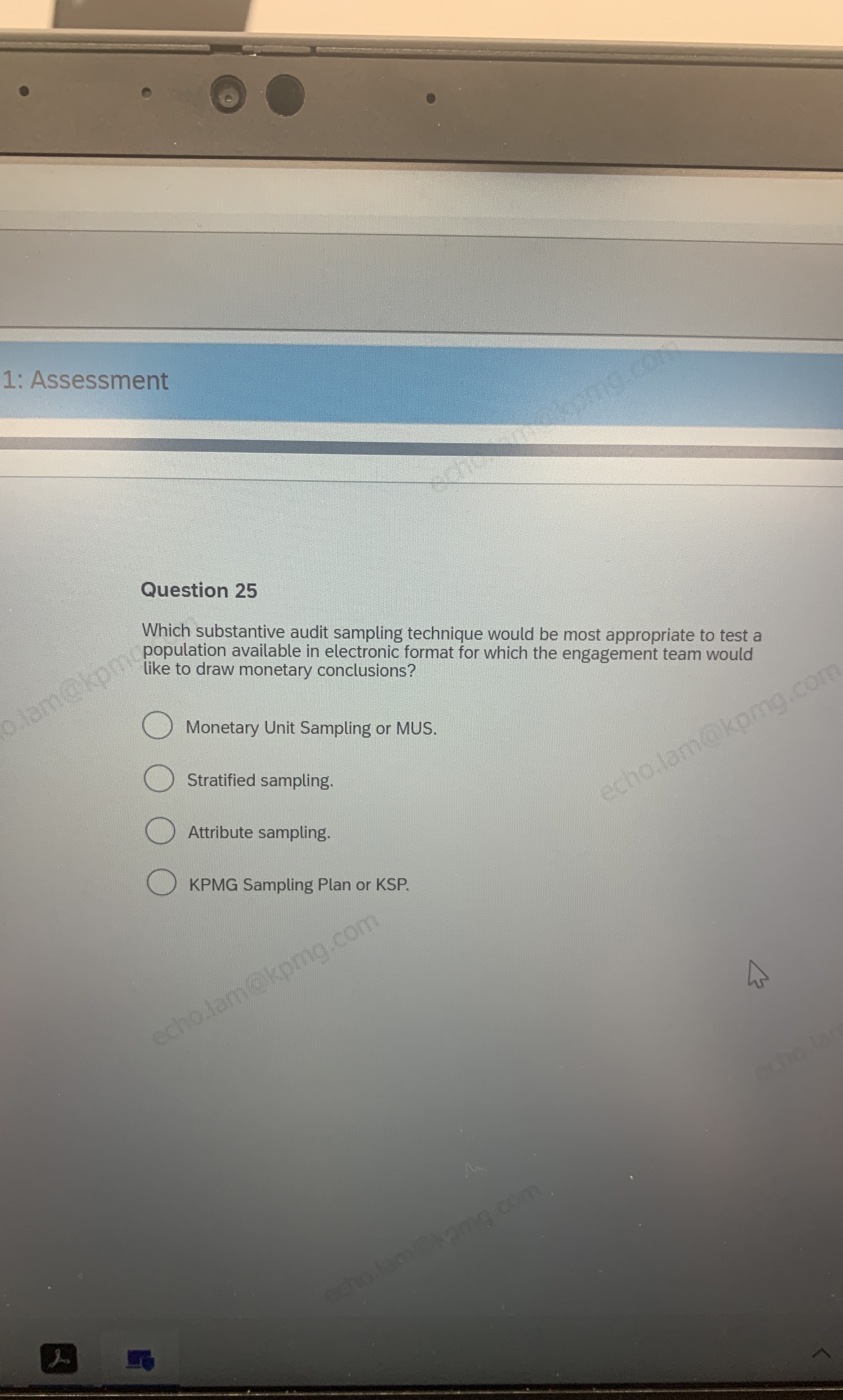 1 : Assessment Question 2 5 Which substantive