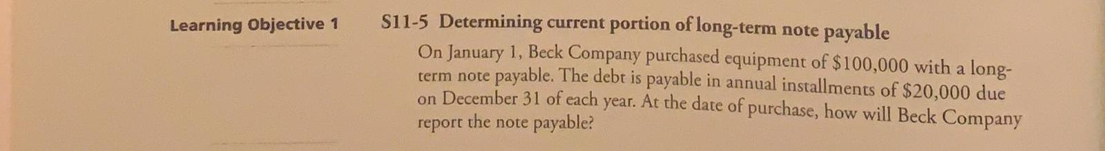 S 1 1 - 5 Determining current portion of long -