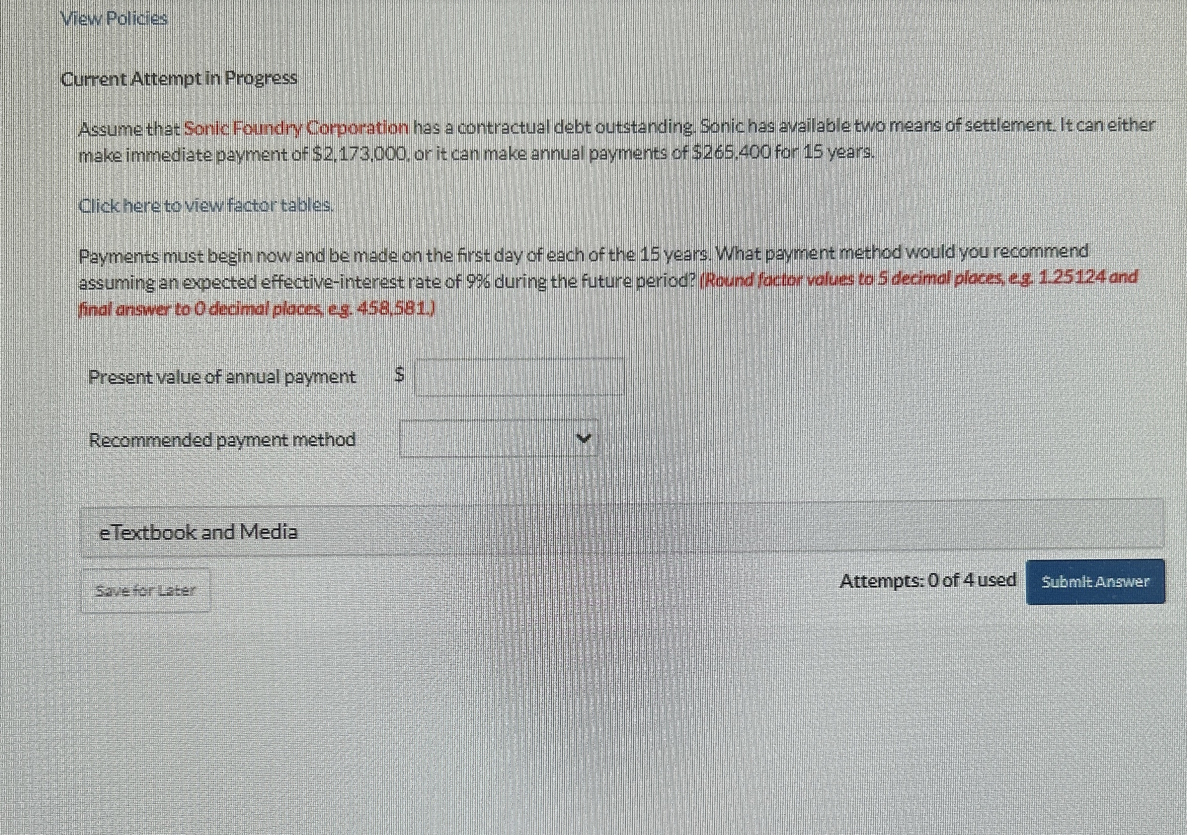 View Policies Current Attempt in Progress Assume
