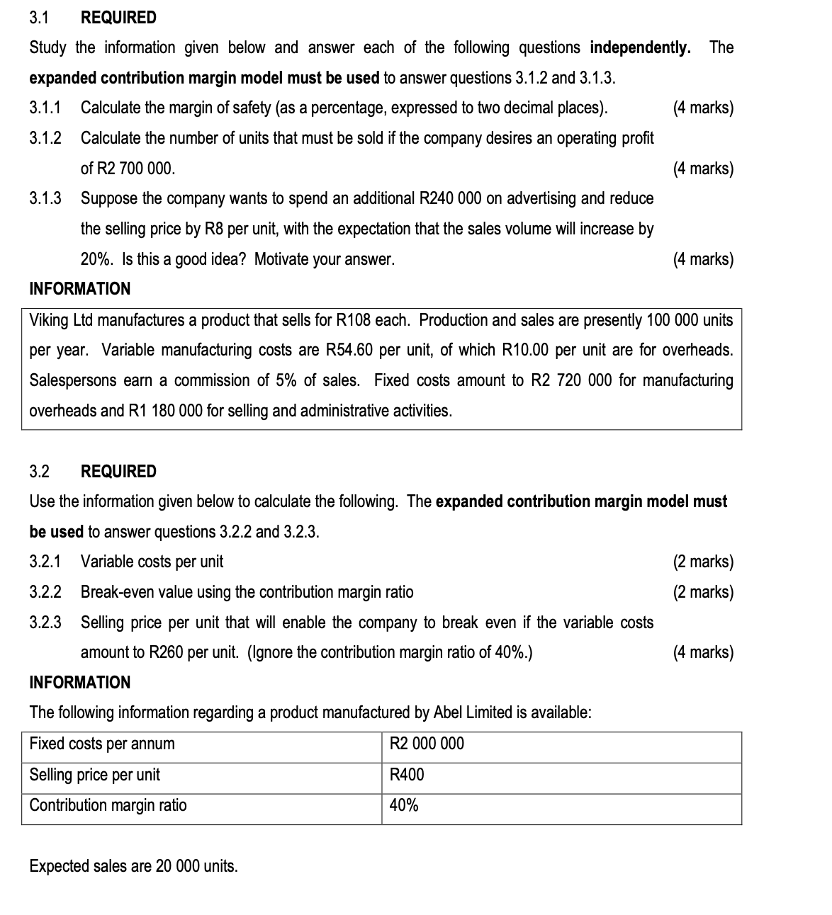 3.1 REQUIRED Study the information given below