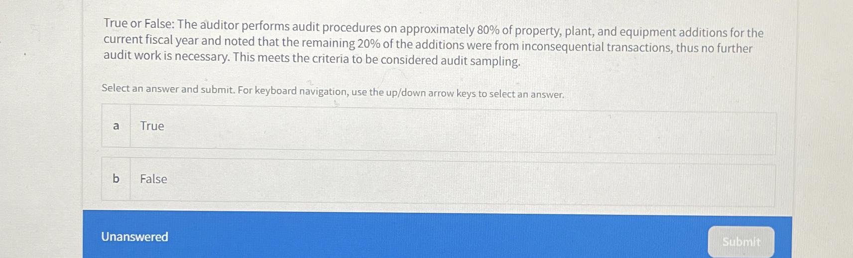 True or False: The auditor performs audit