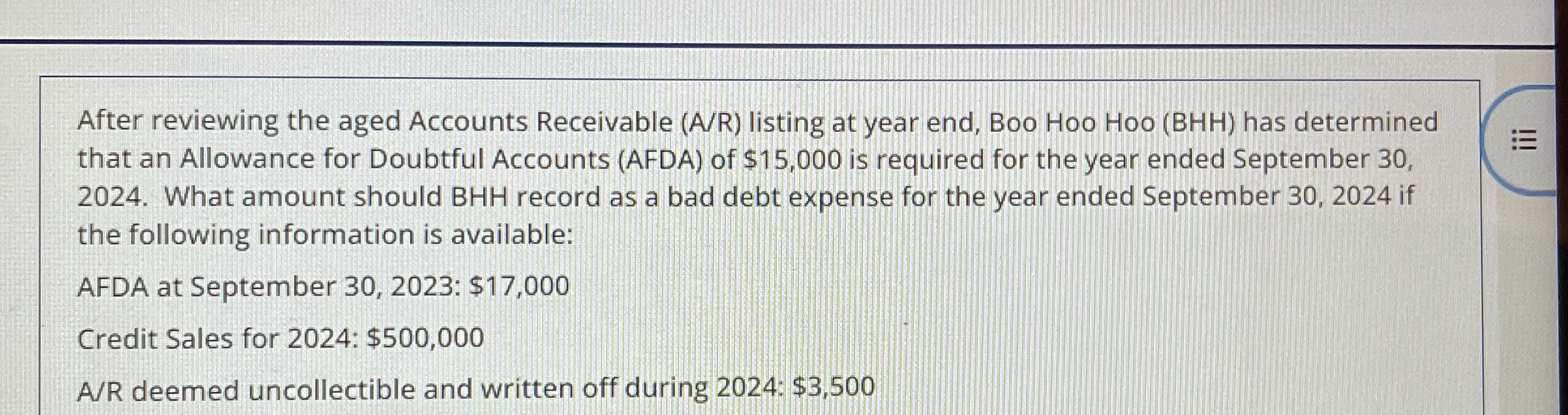 After reviewing the aged Accounts Receivable ( A