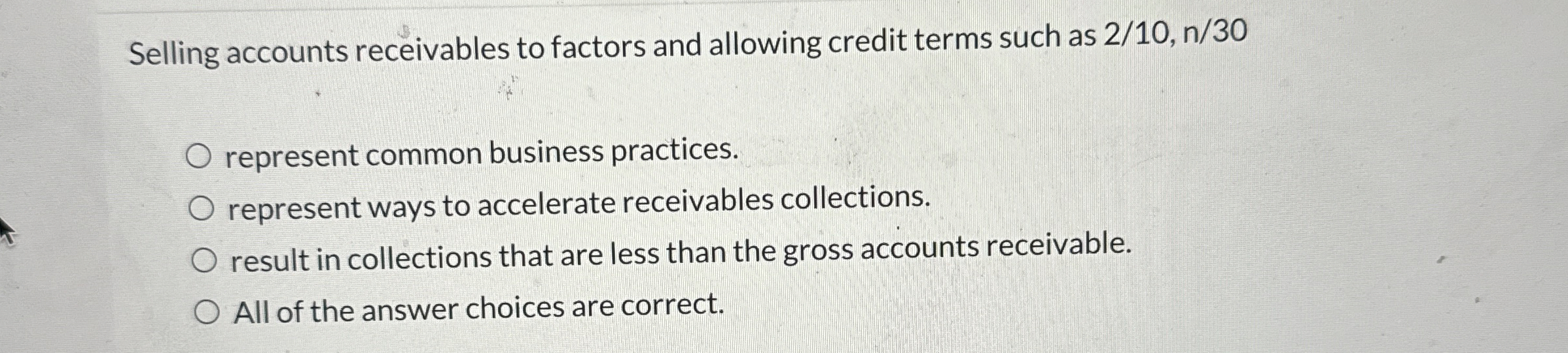 Selling accounts receivables to factors and