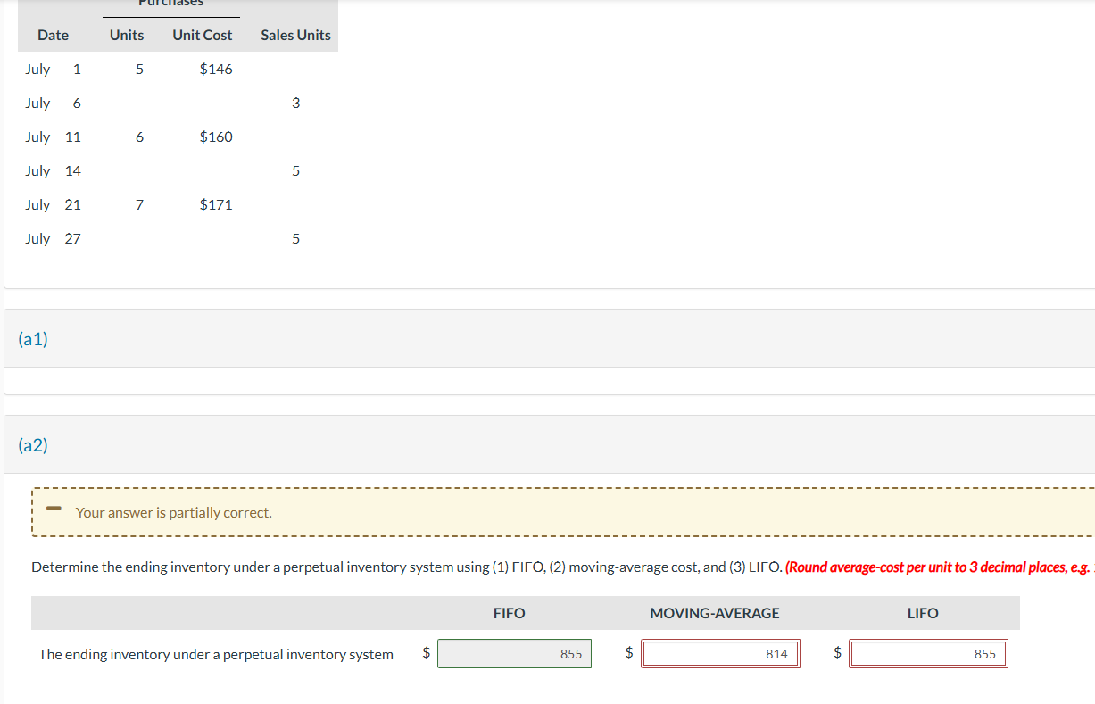 ( a 1 ) ( a 2 ) - Your answer is partially