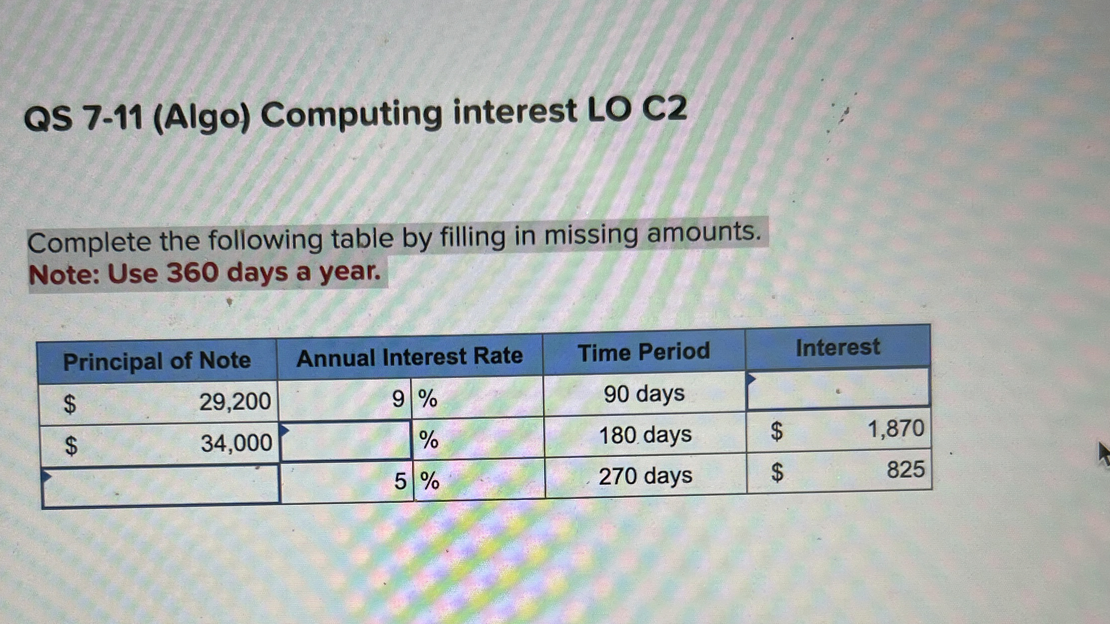 QS 7 - 1 1 ( Algo ) Computing interest LO C 2