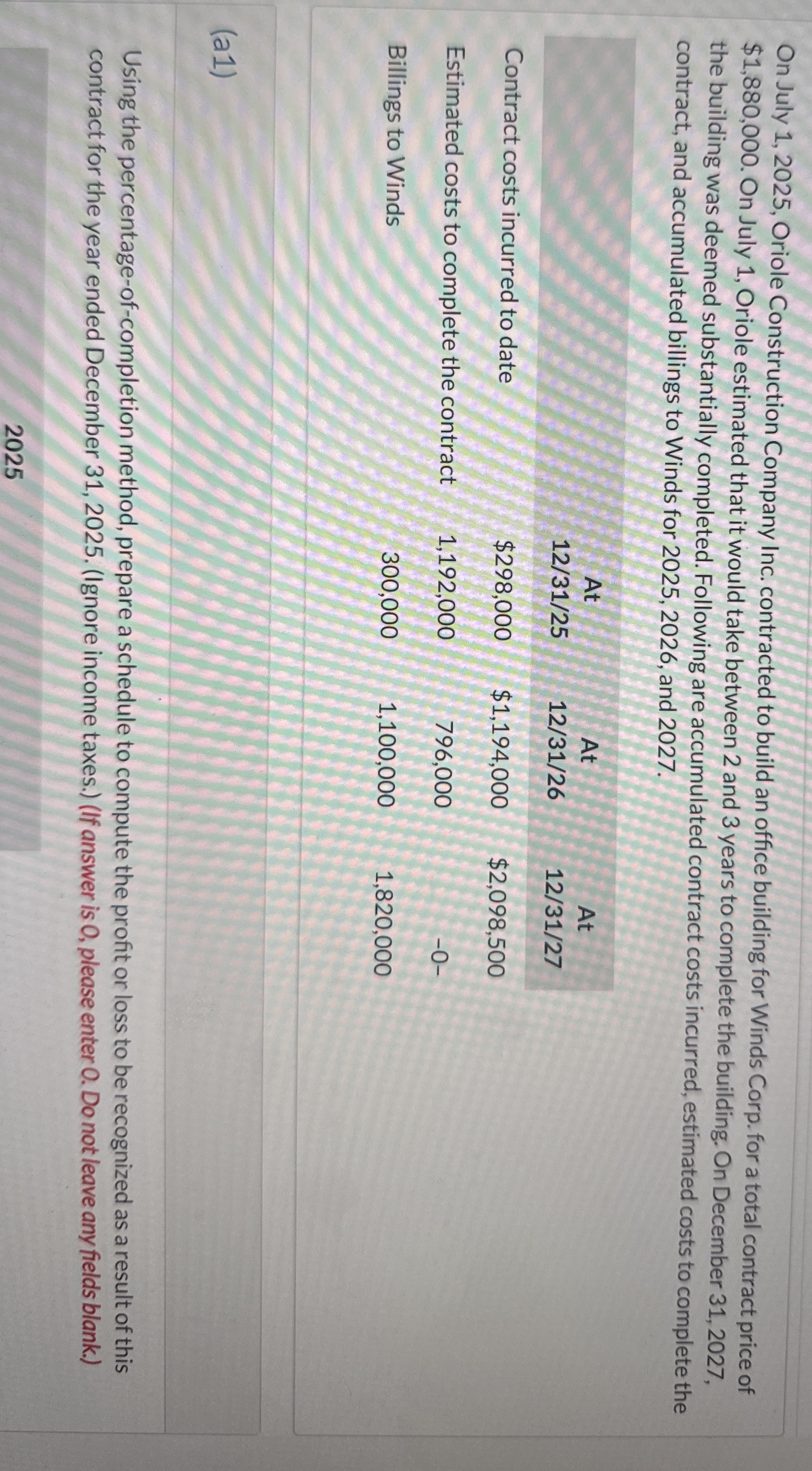 On July 1 , 2 0 2 5 , Oriole Construction Company