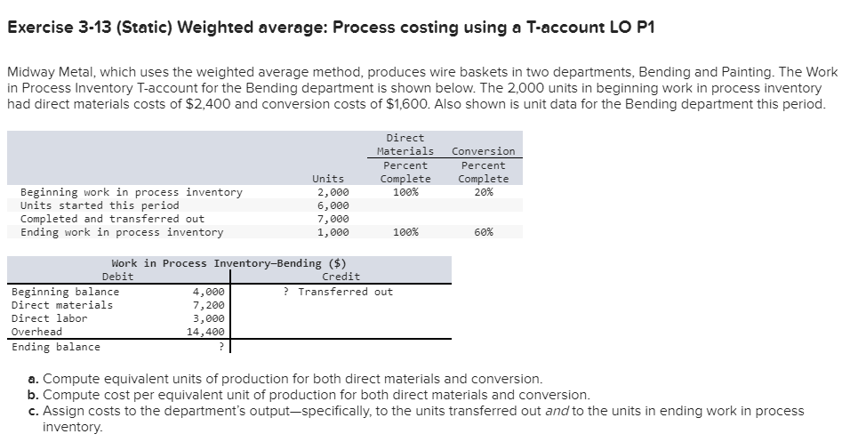 Exercise 3 - 1 3 ( Static ) Weighted average: