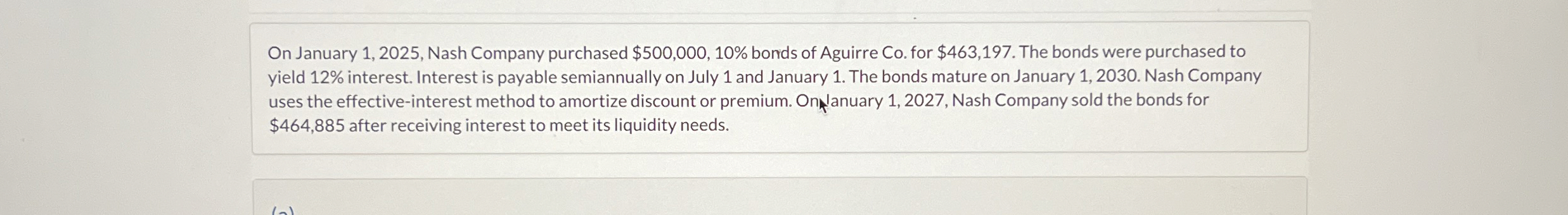 On January 1 , 2 0 2 5 , Nash Company purchased $