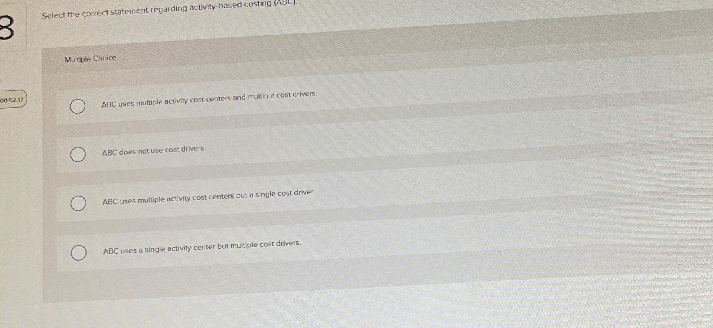 Select the correct statement regarding activity -