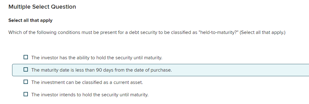 Multiple Select Question Select all that apply