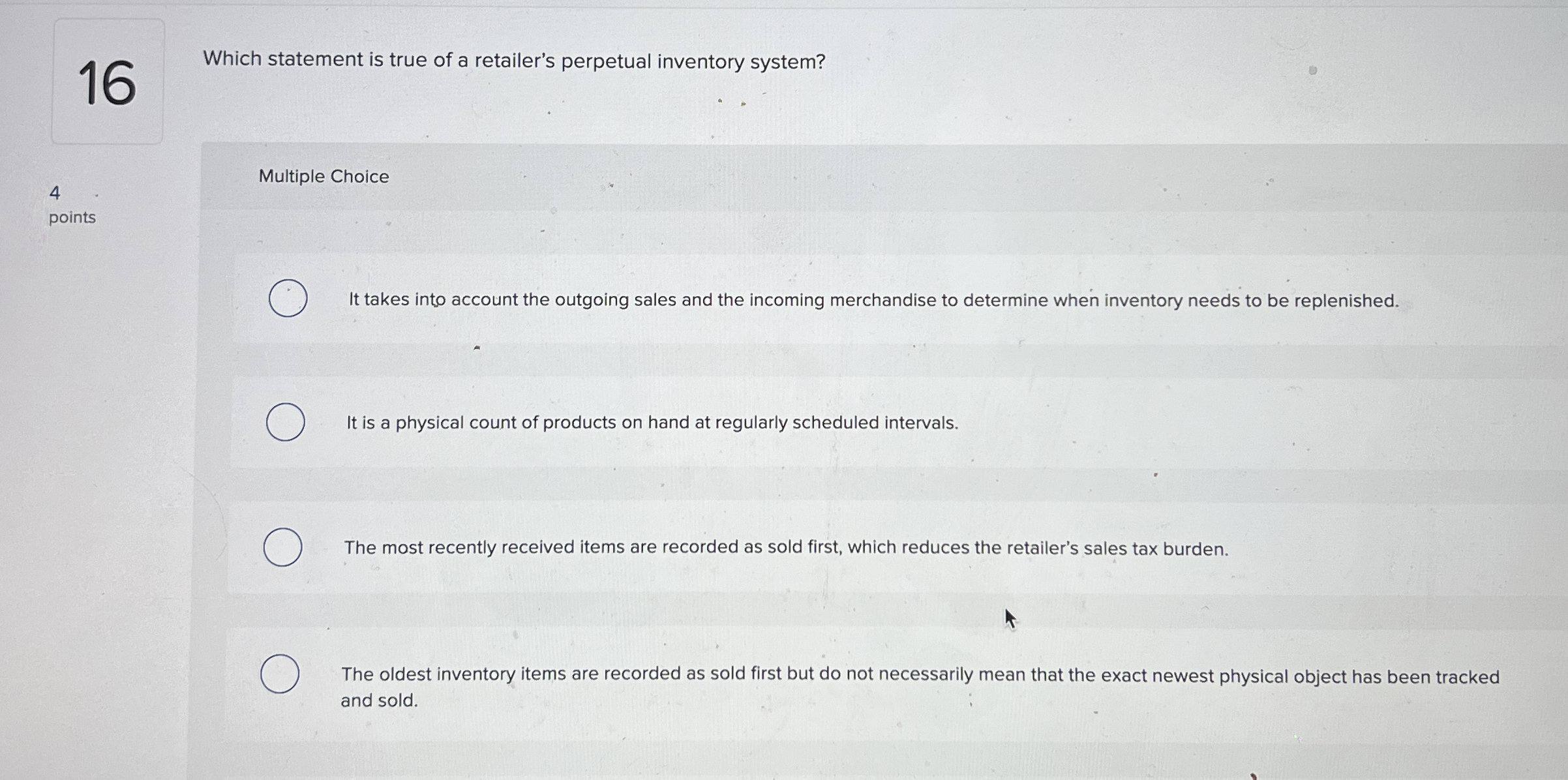 1 6 Which statement is true of a retailer's