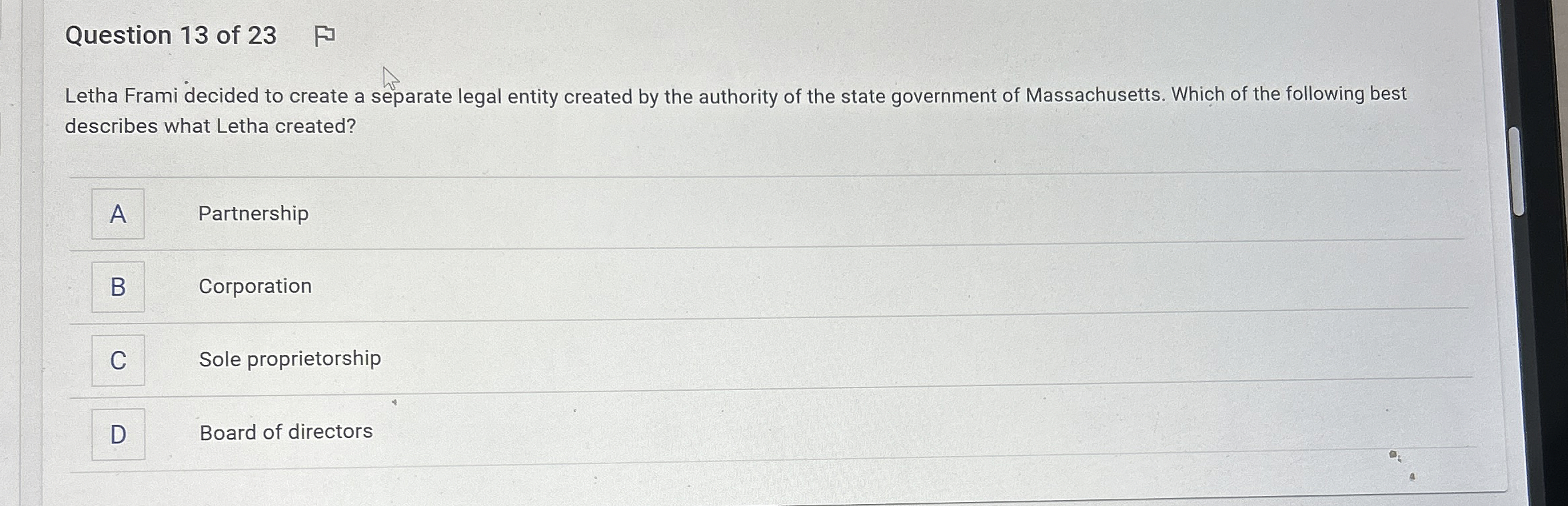 Question 1 3 of 2 3 Letha Frami decided to create