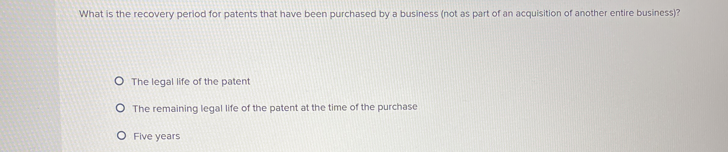 What is the recovery period for patents that have