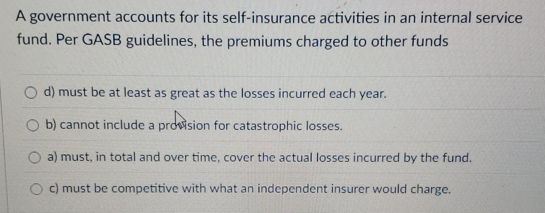 A government accounts for its self - insurance