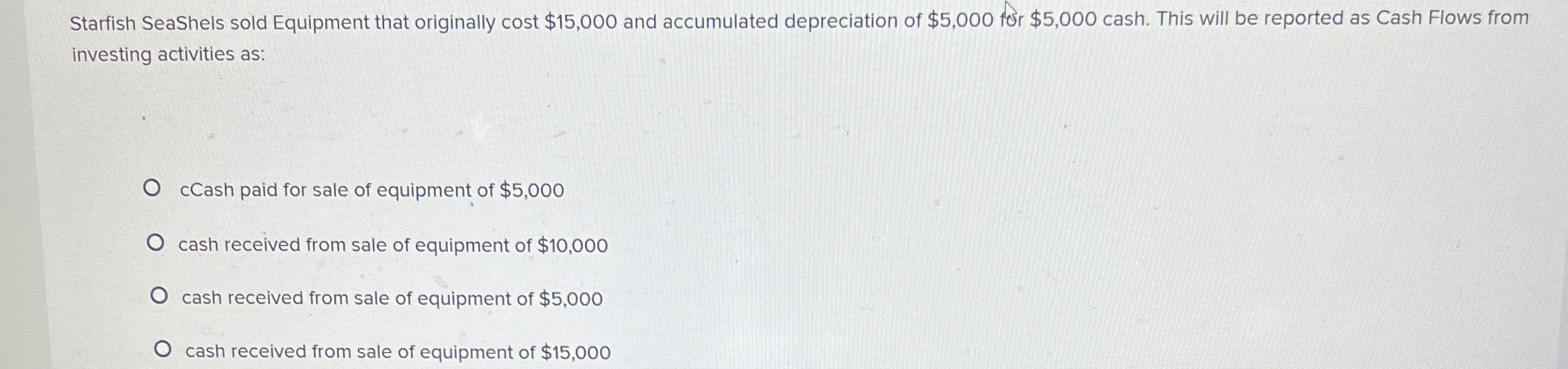 Starfish SeaShels sold Equipment that originally
