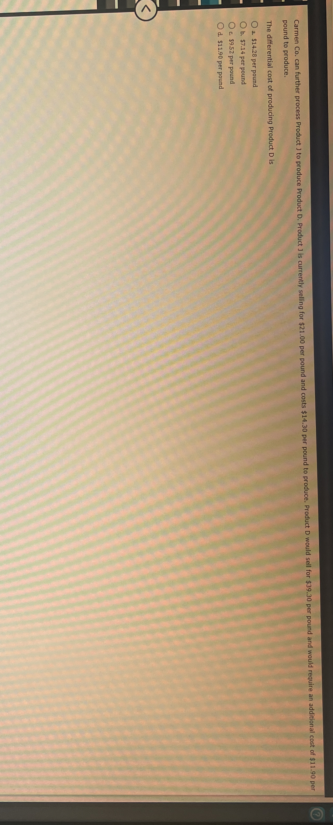 pound to produce. The differential cost of