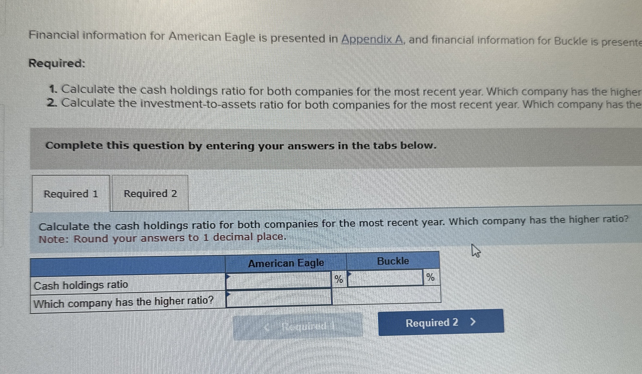 Financial information for American Eagle is