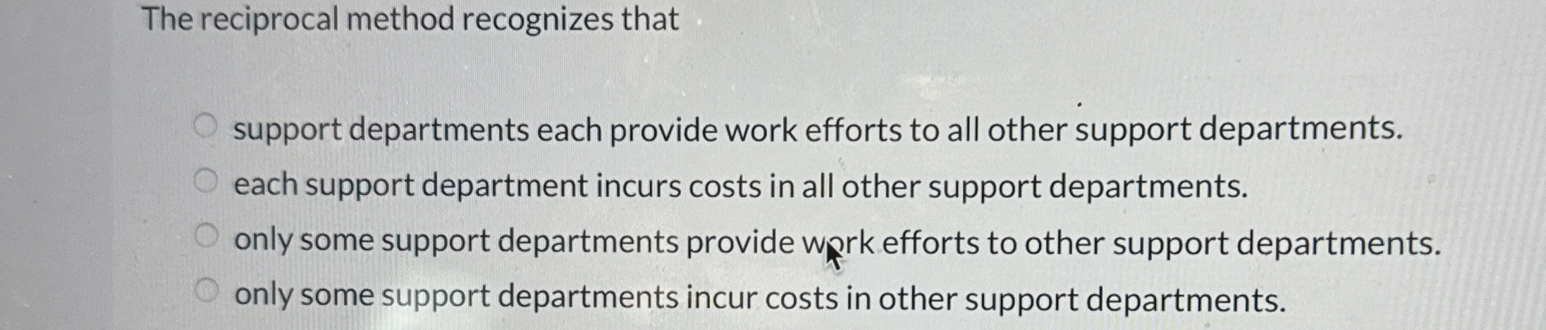 The reciprocal method recognizes that support