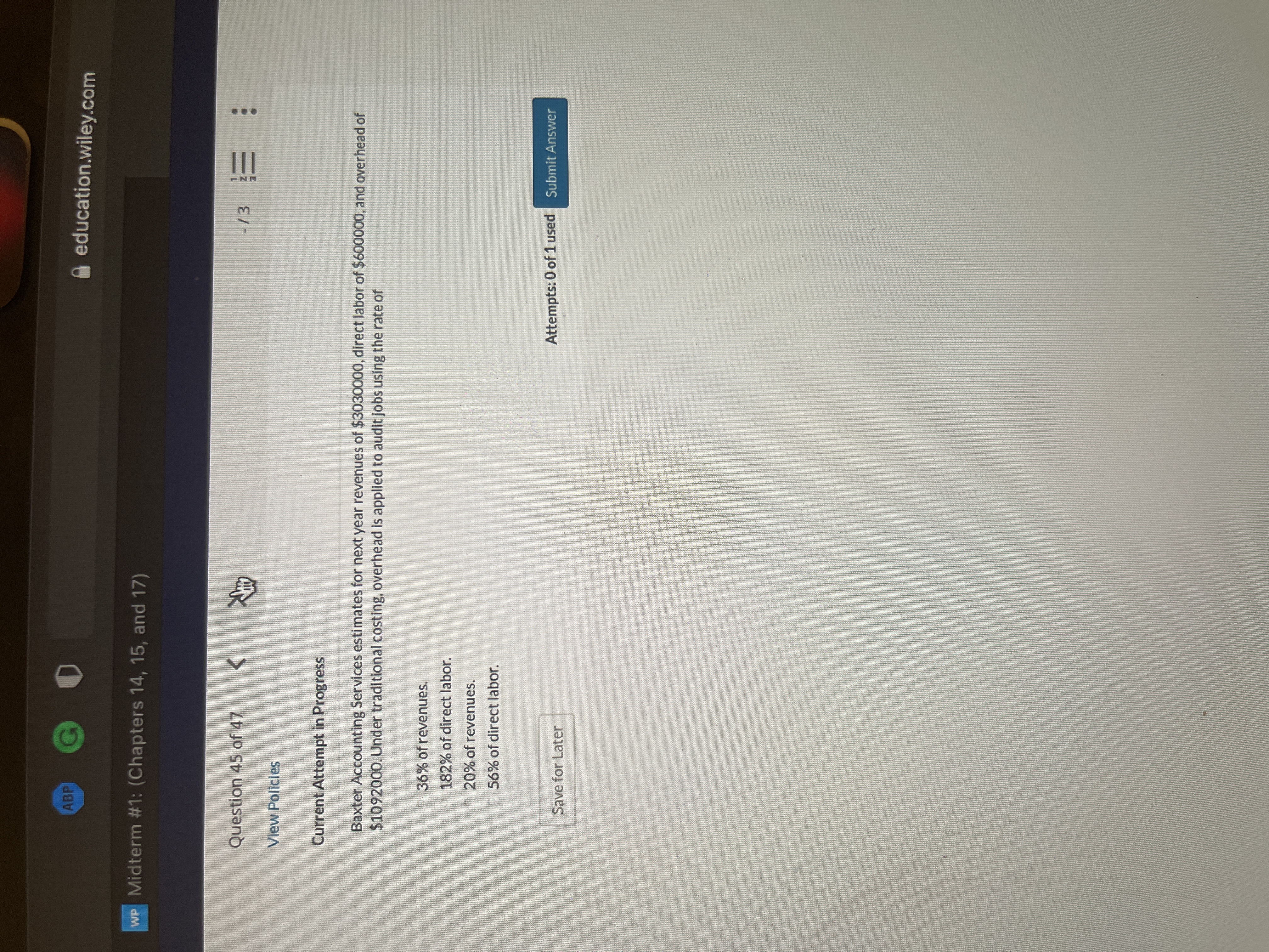 ABP education.wiley.com WP Midterm #1: (Chapters