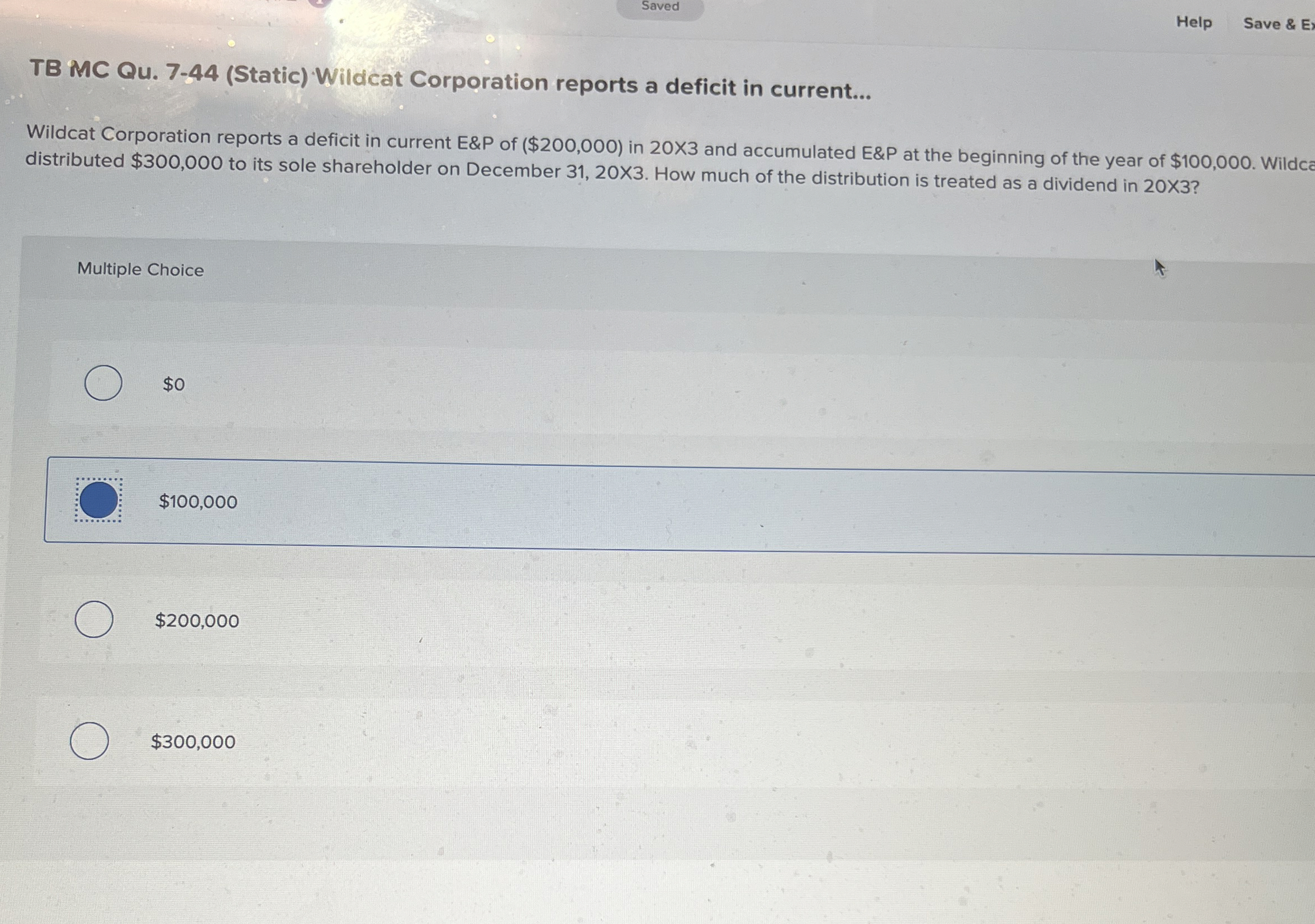 Saved Help Save & E TB MC Qu . 7 - 4 4 ( Static )