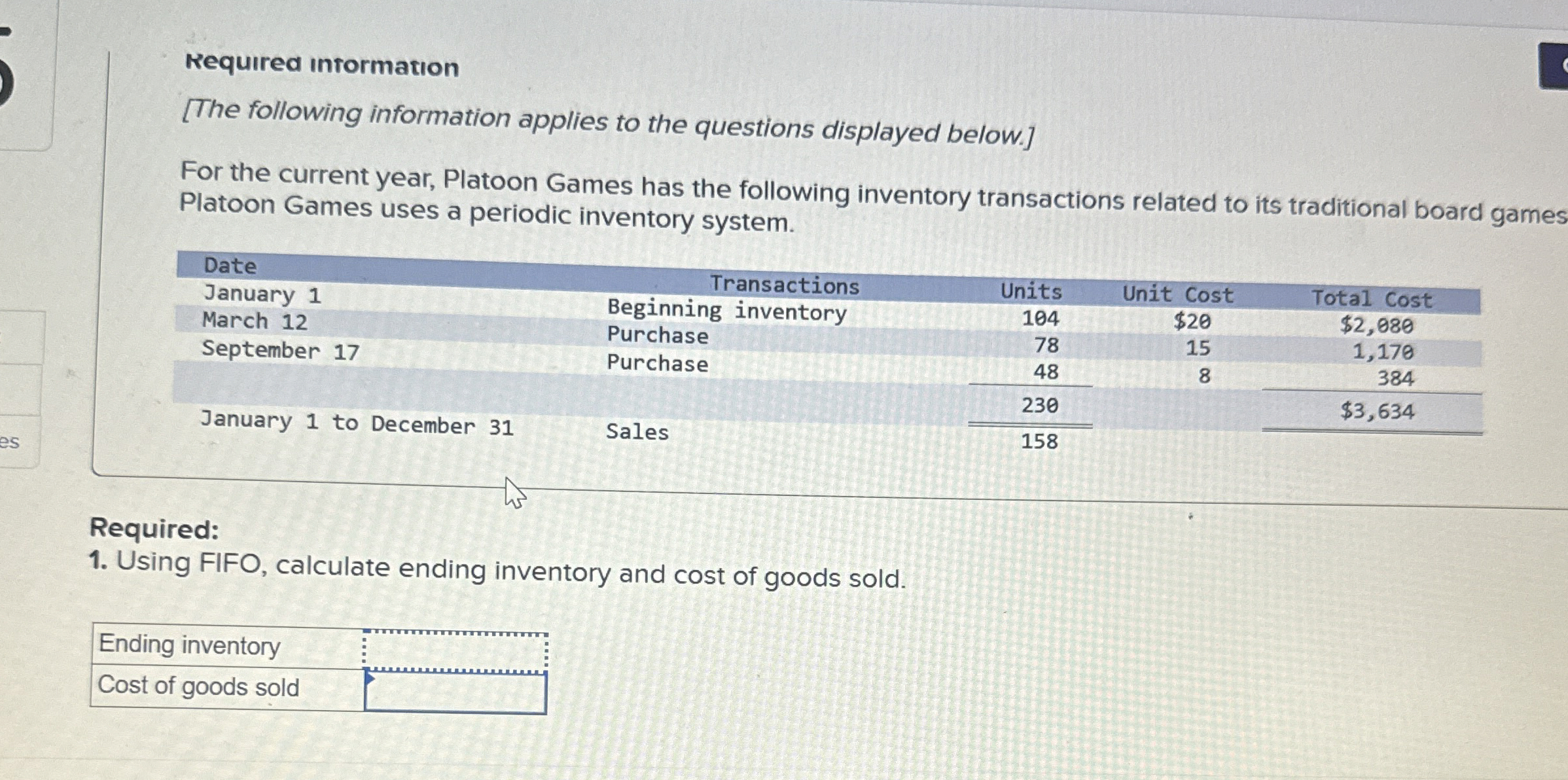Required intormation [ The following information