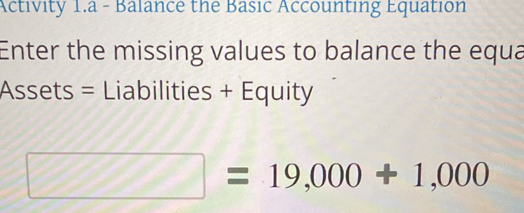 Activity I.a - Balance the Basic Accounting