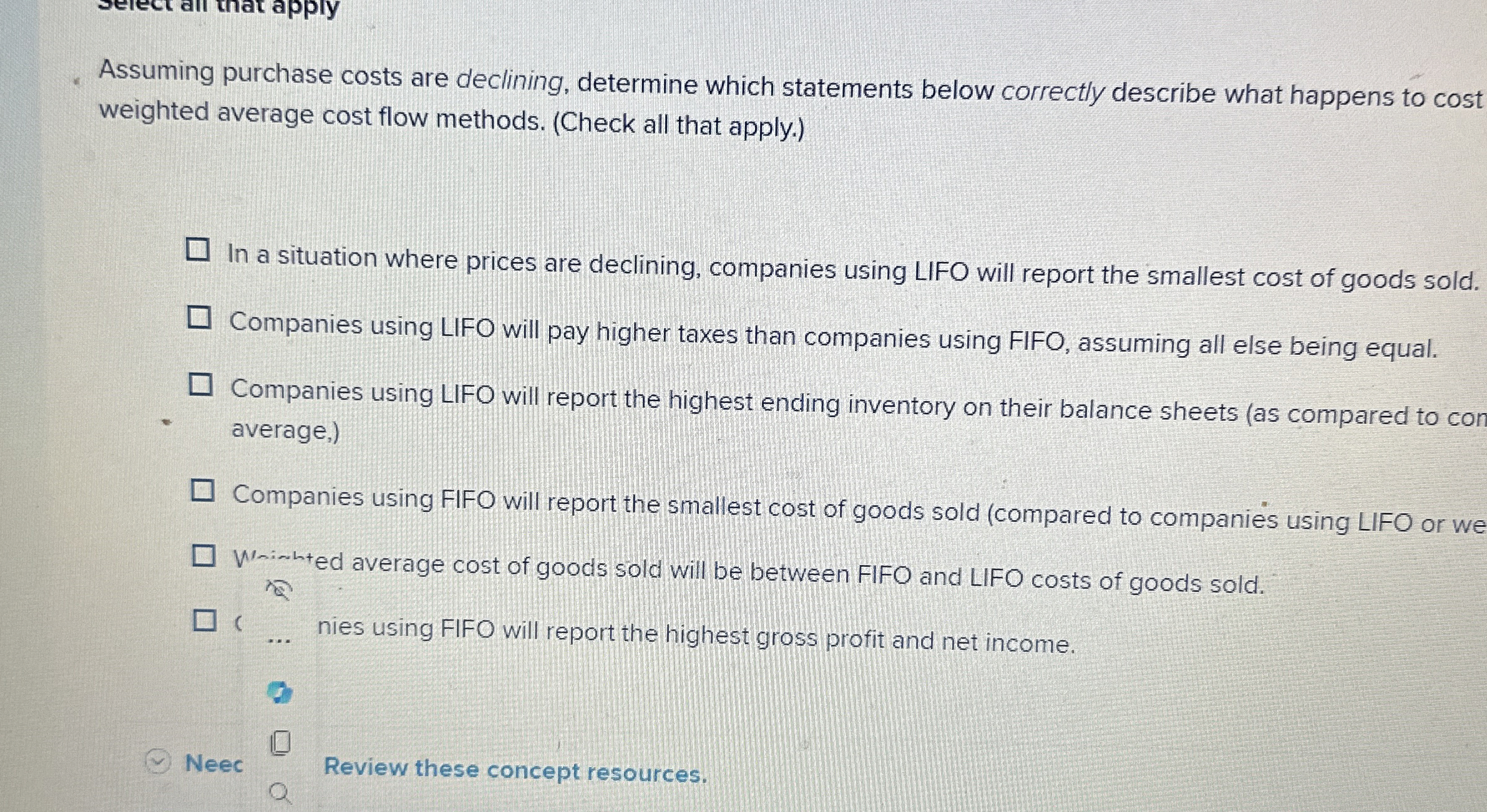 Assuming purchase costs are declining, determine