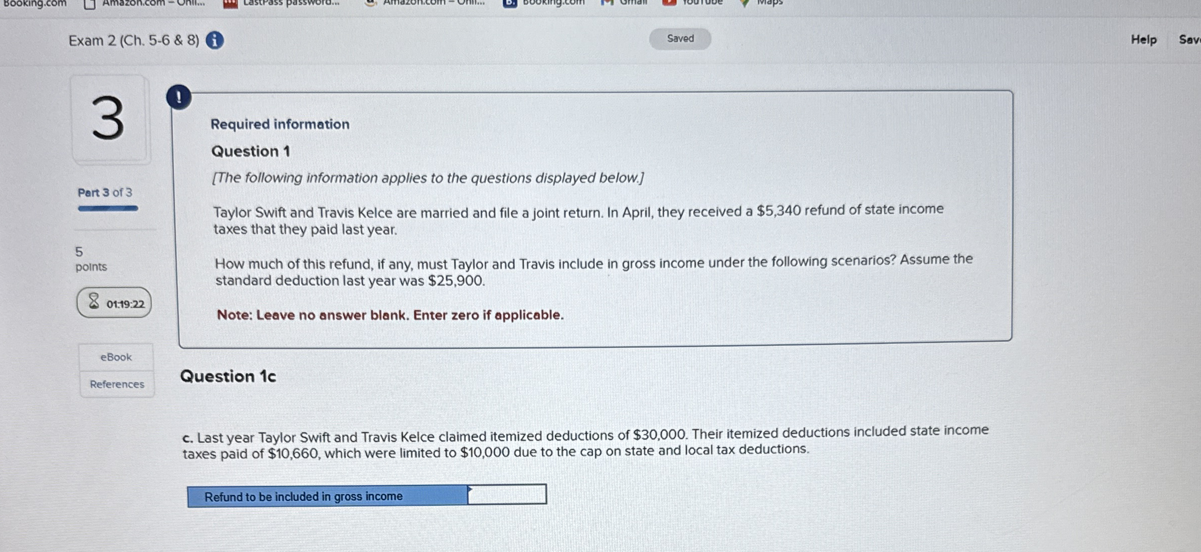Exam 2 ( Ch . 5 - 6 & 8 ) i Help Sav Part 3 of 3
