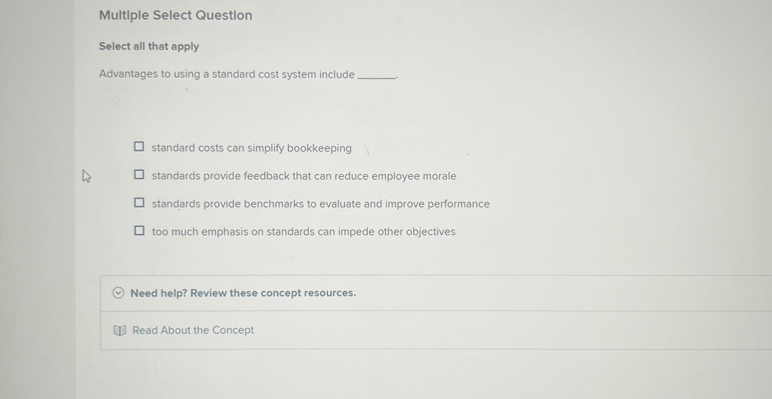 Multiple Select Question Select all that apply