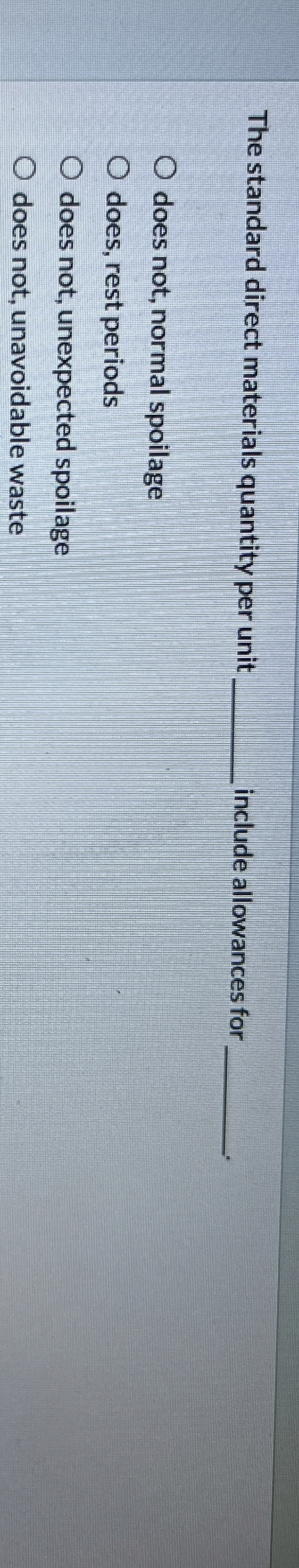 The standard direct materials quantity per unit q