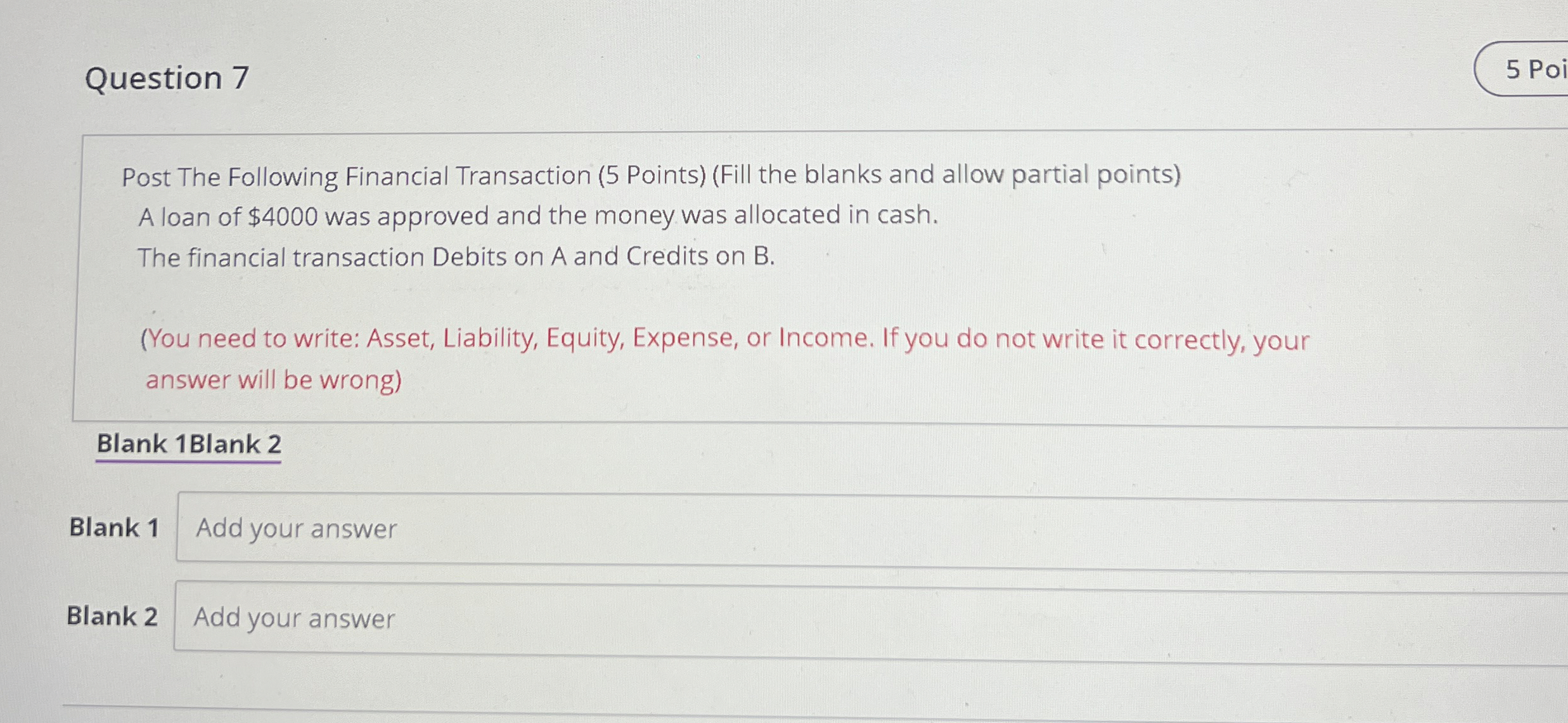 Question 7 Post The Following Financial