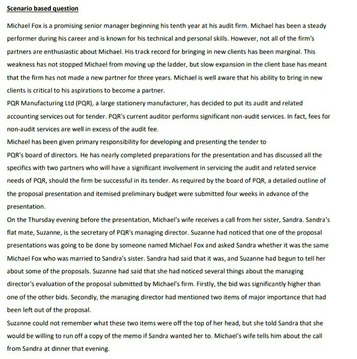 Scenario based Question Michael Fox is a