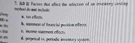 ( LO 2 ) Factors that affect the selection of an