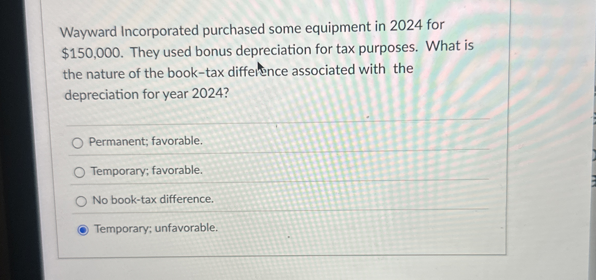 Wayward Incorporated purchased some equipment in