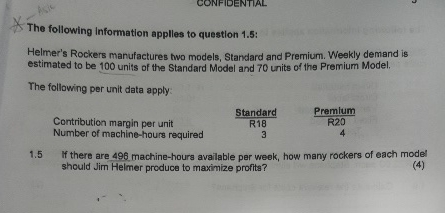 CONFIDENTIAL The following information applies to