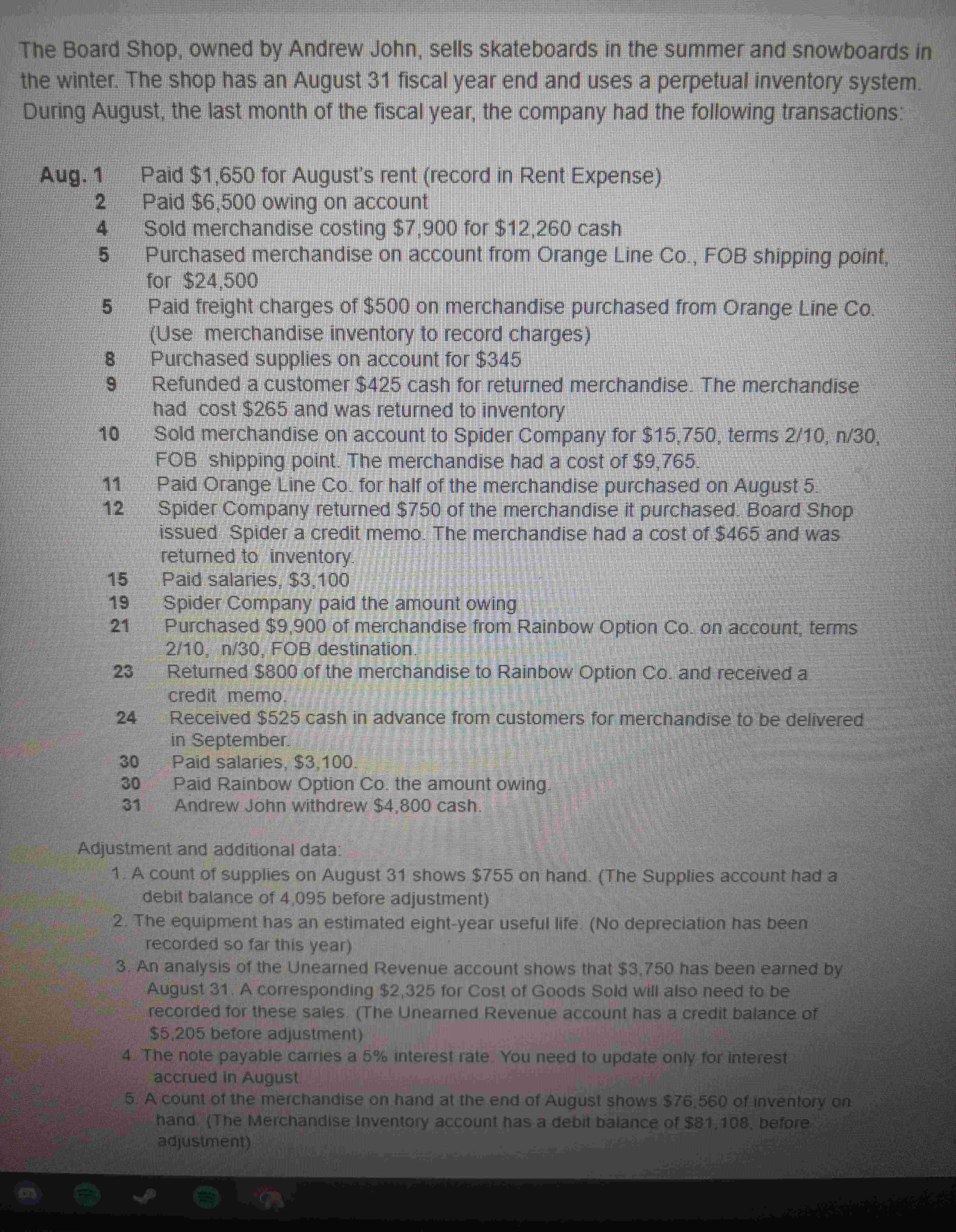 Please show journal entires in a spreadsheet