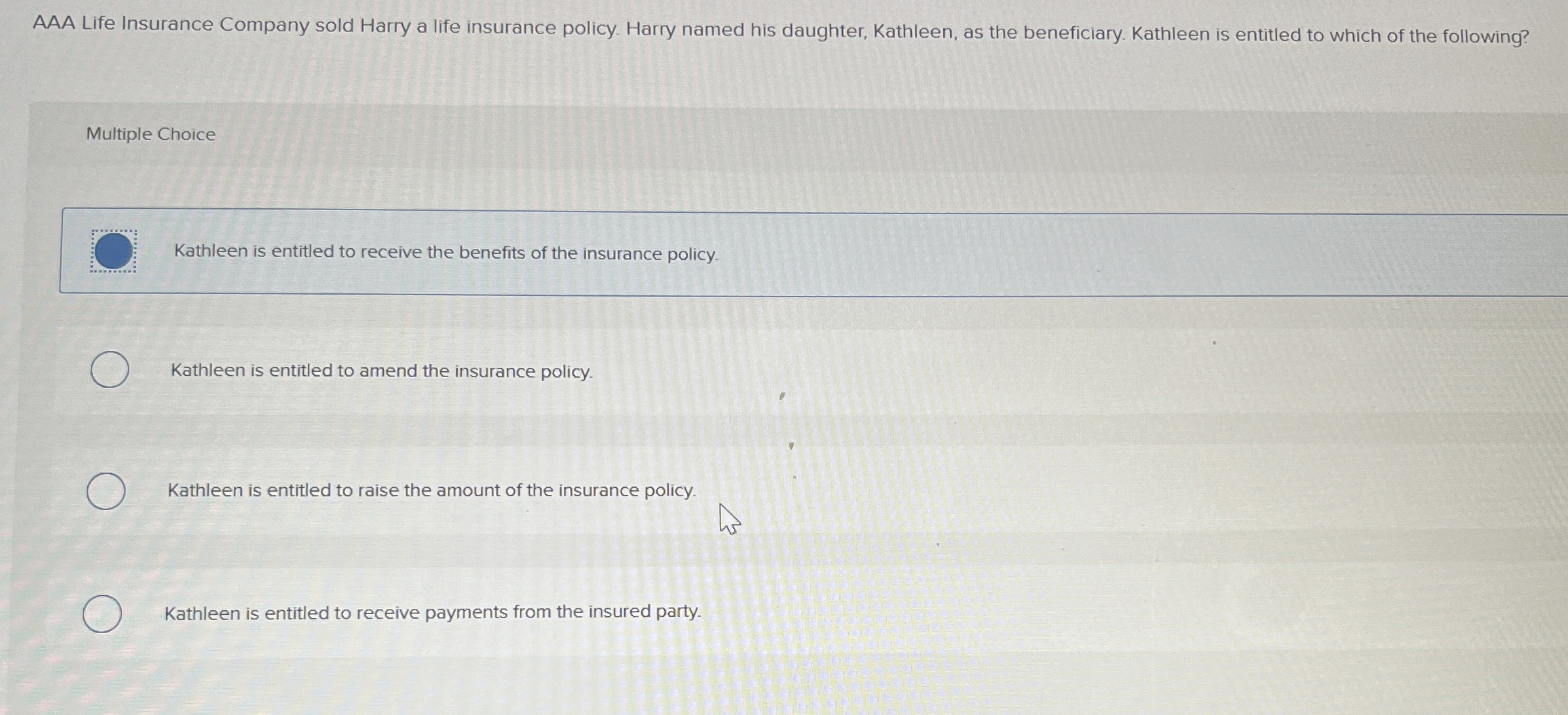 AAA Life Insurance Company sold Harry a life