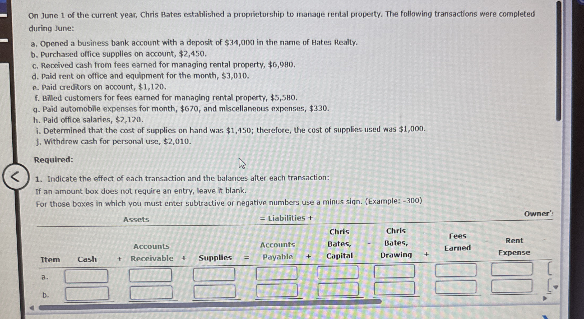 On June 1 of the current year, Chris Bates
