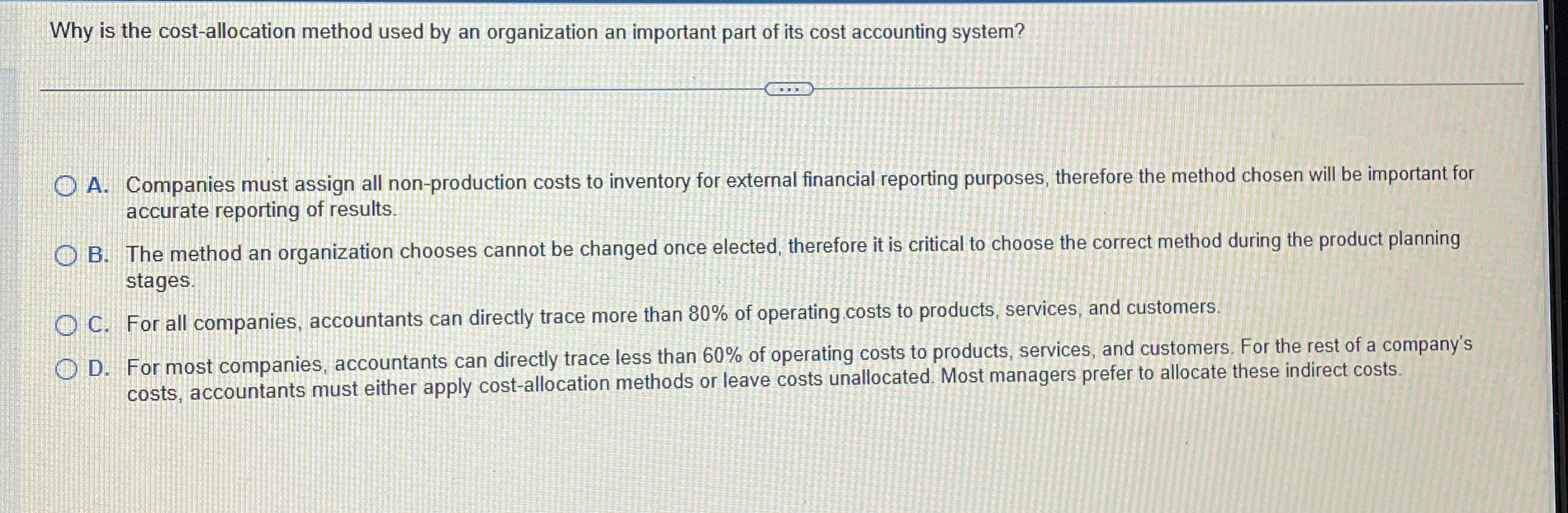 Why is the cost - allocation method used by an